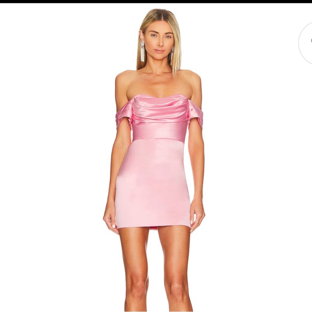 Pastel Pink Mini Dress with Off the Shoulder Neckline for Cocktail